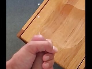 Jerking my big cock in my dorm room and blowing massive cumshot all over chair and floor