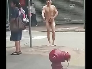 Nude guy walking in public